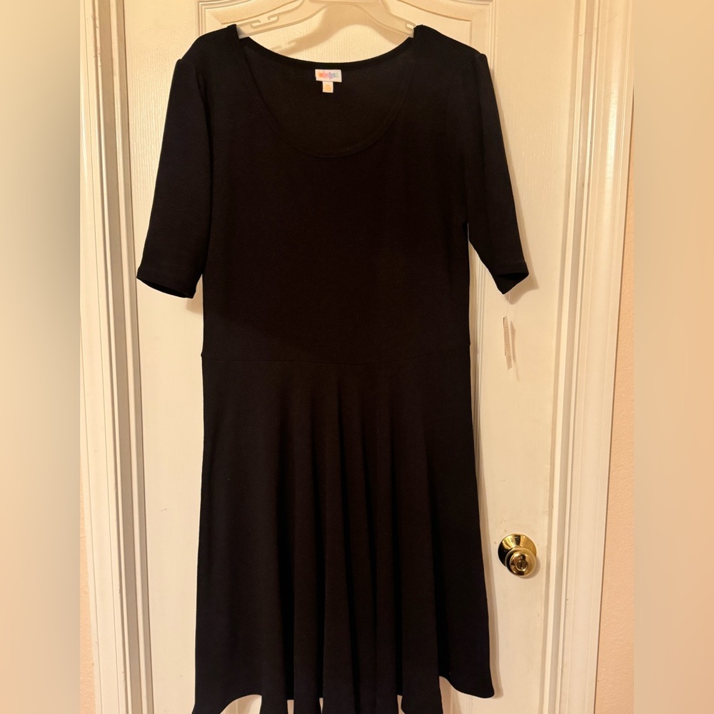 LuLaRoe Nicole Black Pleated A-Line Dress